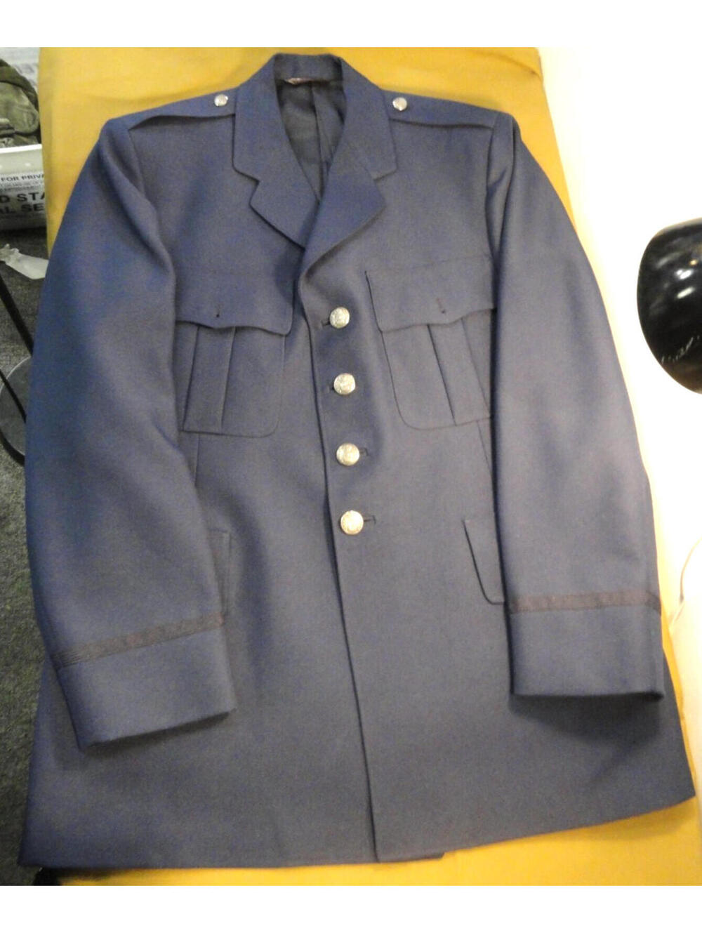 1984 USAF AIR FORCE DRESS BLUE JACKET OFFICER UNIFORM 44L / 44 LONG